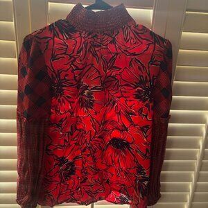 Blink Blouse – Medium – NWT – Bright Red & Navy